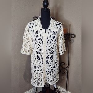 AKNOTIC Cream Crochet Lace Cardigan. NWT. Size XL